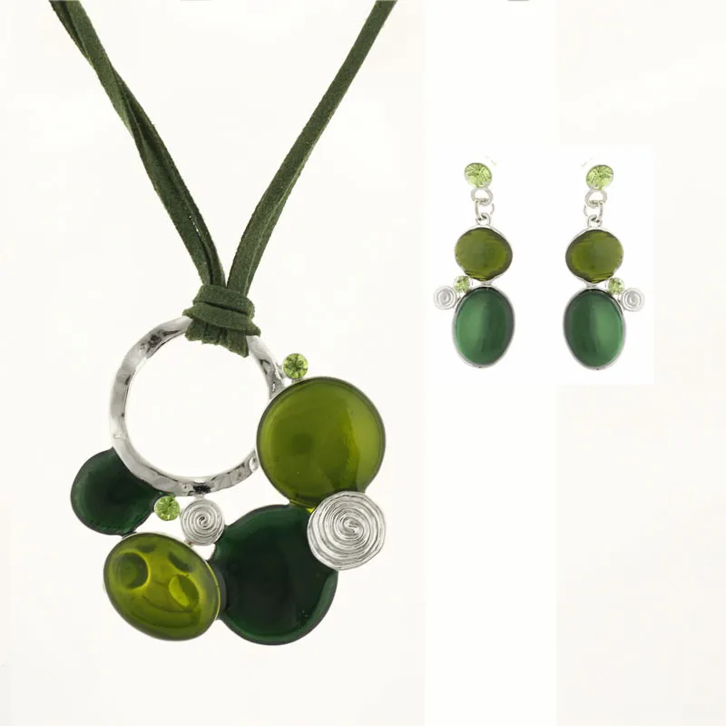 2016 новый стиль эмаль Колье Шейное ожерелье и серьги набор шнуров Модный комплект