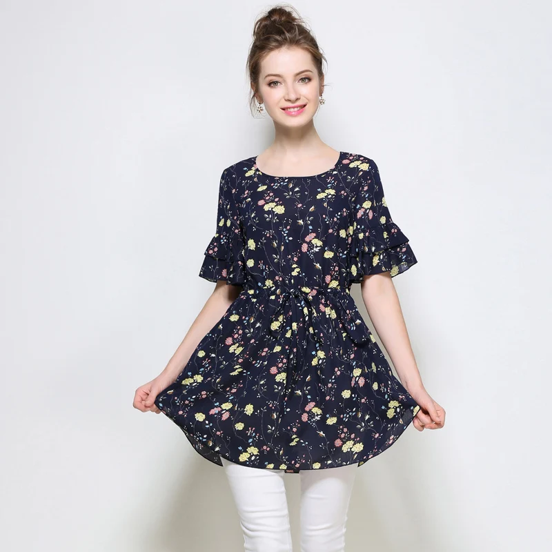 5xl женщины летние Футболки плюс размер 2017 новый модный бренд цветок печати