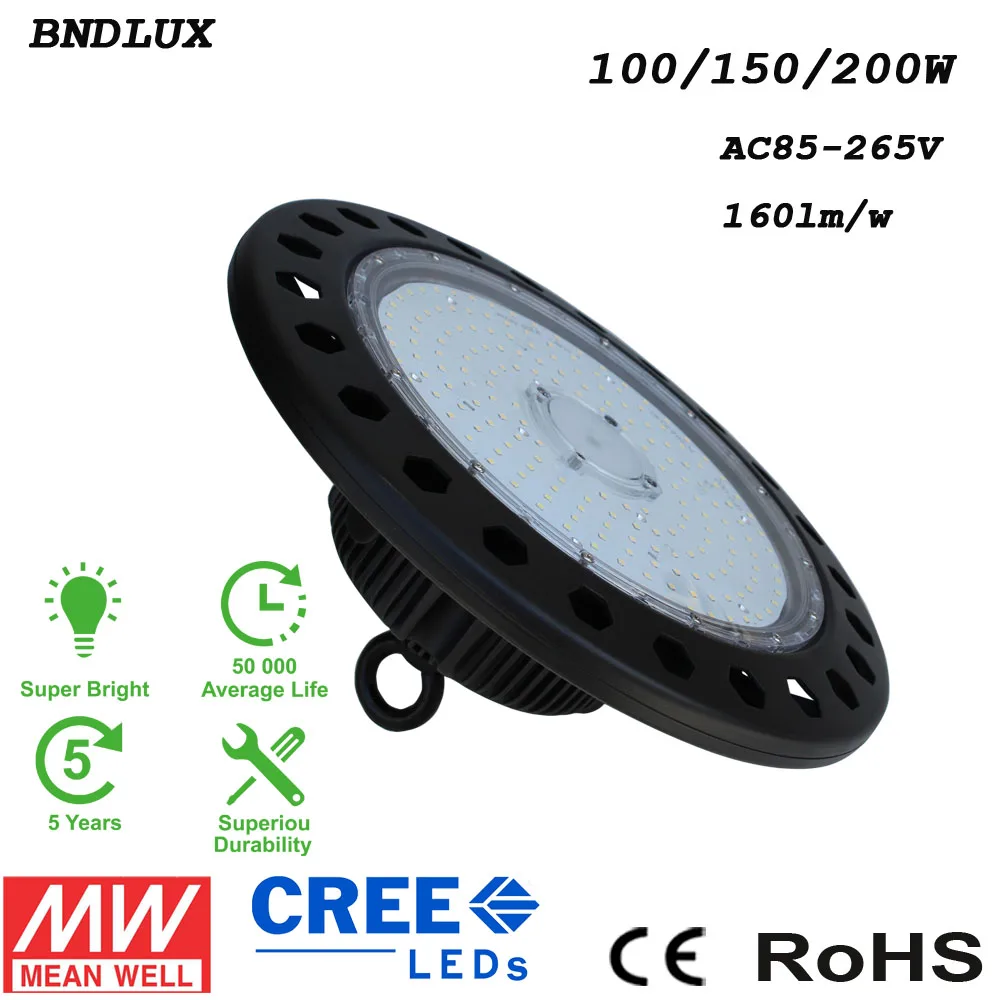 LED high bay UFO light 150 Вт черная круглая лампа желтый свет белый Склад Супермаркет школа