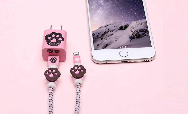 23 стиля USB зарядное устройство кабель протектор Diy набор с намоткой кабеля зарядные наклейки спиральный usb-шнур с зарядным устройством для iphone 5 6 6s 7 8