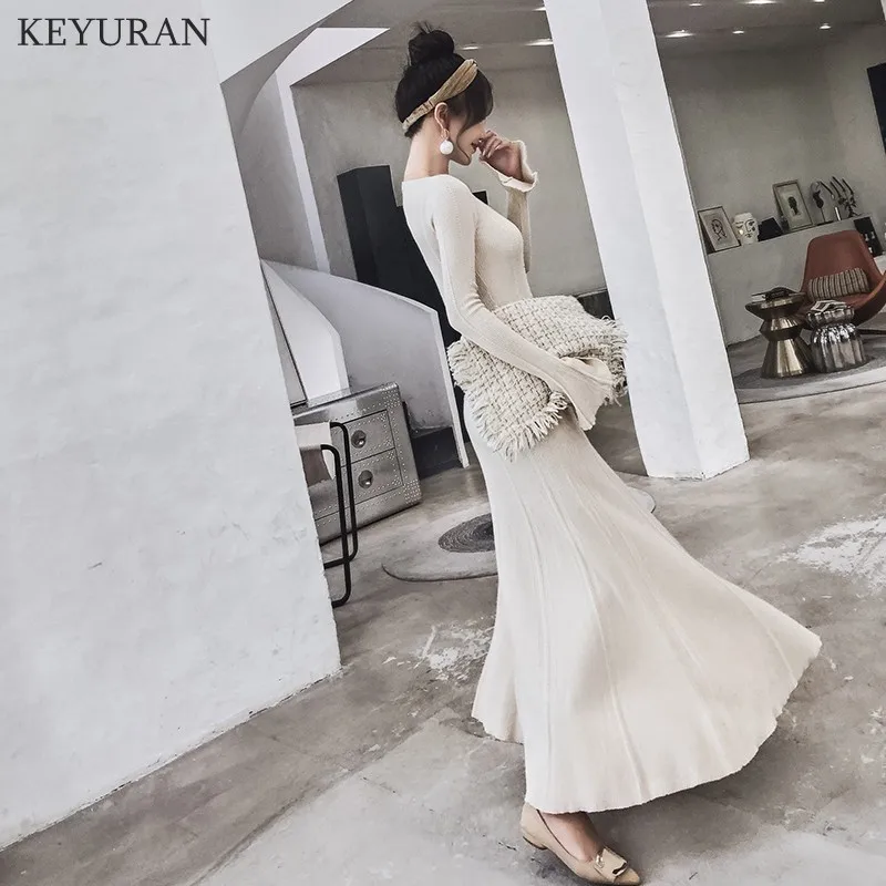 2020 Новое модное женское элегантное осенне зимнее платье свитер с v образным