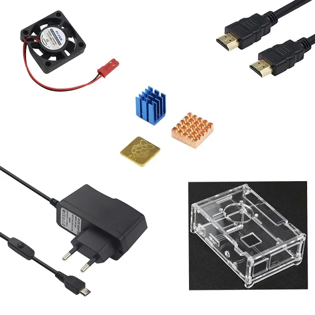 Синий Raspberry Pi 3 model b плюс интимные аксессуары комплект Акриловый чехол+ процессор вентилятор 5 в 2.5A адаптеры питания теплоотвод для Raspberry Pi 3B+/3 - Цвет: Синий