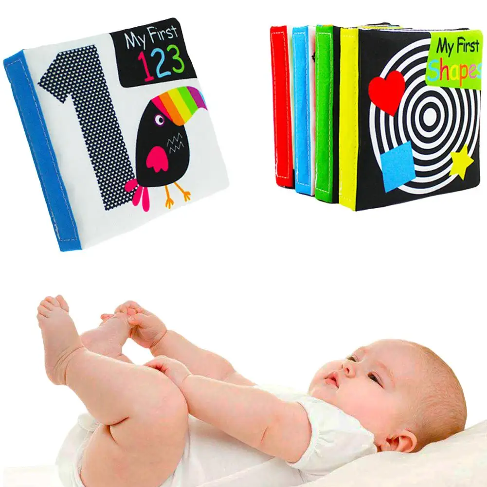 4PCS Infant Black And White Enlightenment Paper English Cloth Book Early Education Puzzle Baby Tear Not Bad Palm | Игрушки и хобби