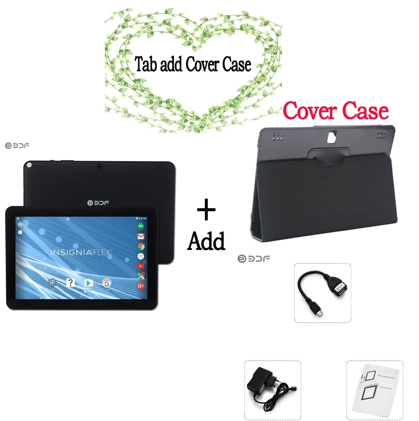Add Cover case Новинка, 10 дюймов, Android 6,0, планшетный ПК, 1 ГБ ОЗУ, 32 Гб ПЗУ, четыре ядра, 1280*800, ЖК-дисплей, Wi-Fi, поддержка bluetooth, расширенная TF карточка-закладка 10,1 7 - Комплект: Add Cover case