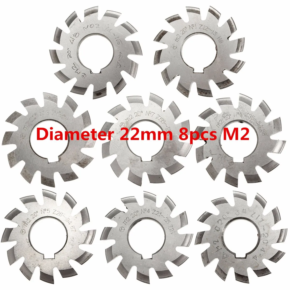 

Module 2 M2 PA20 Degrees Bore 22mm #1-8 HSS Involute Gear Milling Cutter High Speed Steel Milling Cutter Gear Cutting Tools