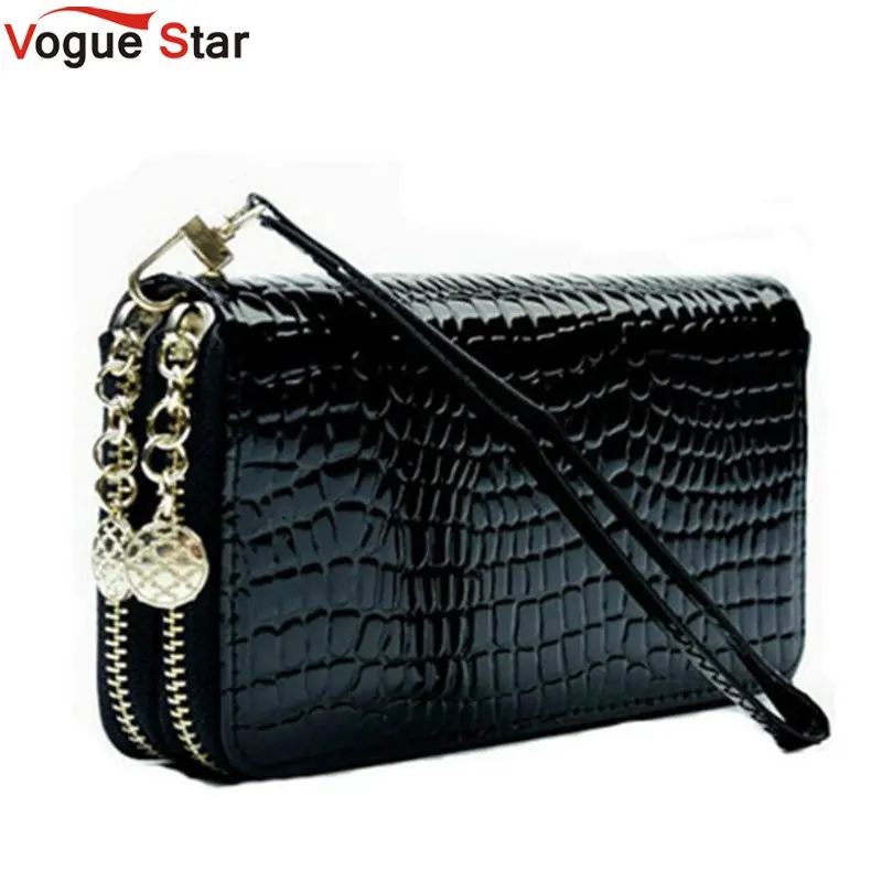 

2022 High Quality Black Purse Women Leather Purses Wallets Luxury Brand Wallet Double Zipper Day Clutch Coin Card Bag LB203