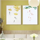 Фотообои Скандинавская Картина на холсте с акварельными рыбками, водонепроницаемые, чернильные, без рамки, Декор, холст, плакат, Декор для дома и офиса, картина