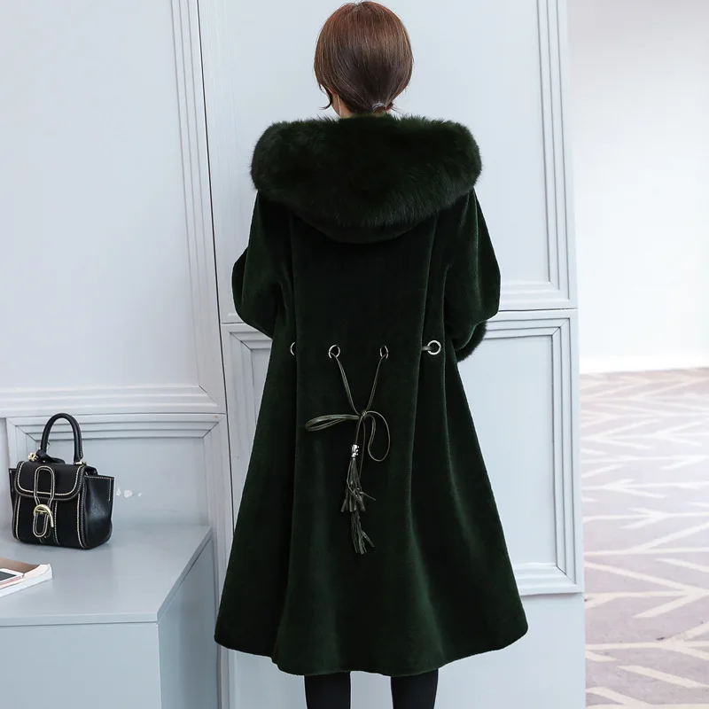 Новинка 2019 зимнее Женское шерстяное пальто верхняя одежда из овчины цельный