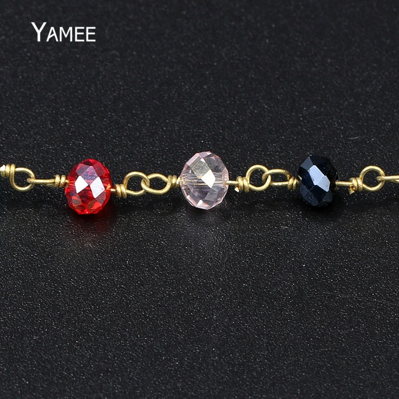 Yamee граненый кристалл цепочка из бисера многоцветная поверхность Агаты