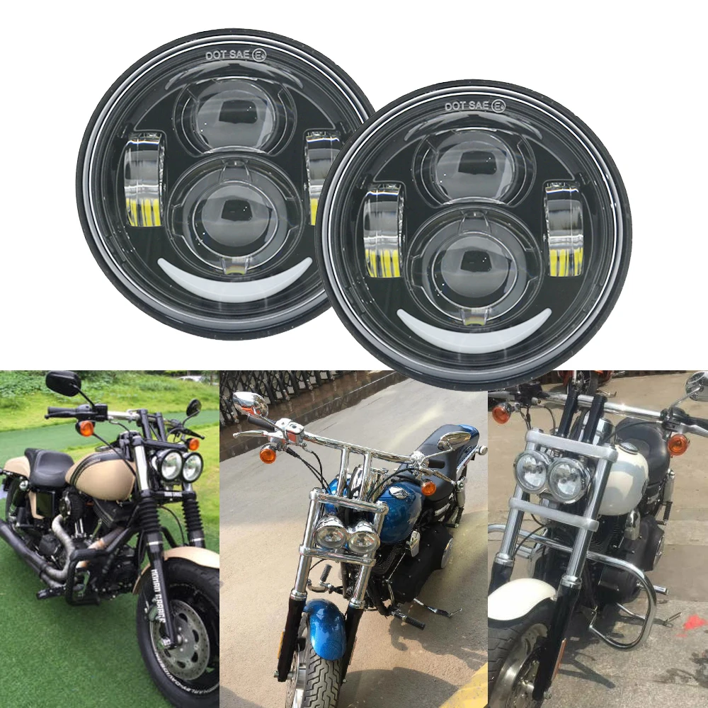 Пара 4 65 &quotсветодиодный мотоцикл Проектор Moto фары огни Высокий Низкий Луч с DRL