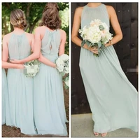 jewel a line chiffon long bridesmaids dresses 2021 simple custom long vestidos de honor of maid custom guest party gowns