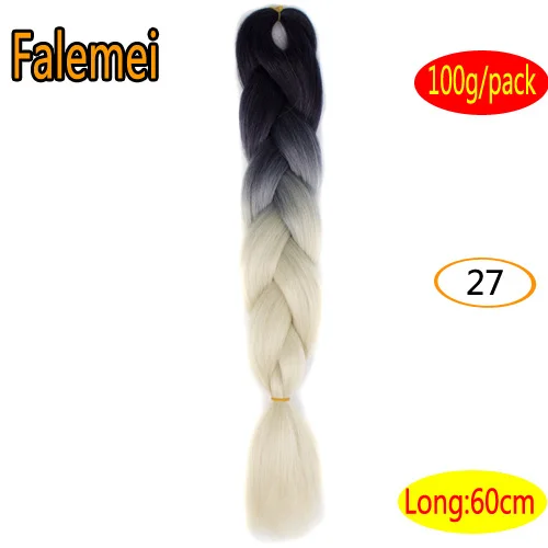 FALEMEI Омбре плетение волос для вязания крючком Твист коса 24inch100/шт высокая температура провода синтетические два тона афро джамбо коса волос - Цвет: T1/35