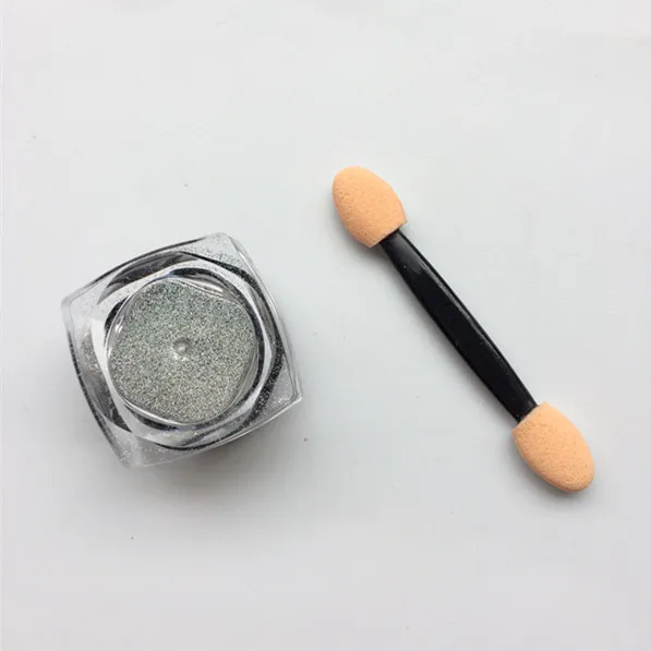 Серебристый лазерный голографический порошок для ногтей 2 г/бутылка блестящий