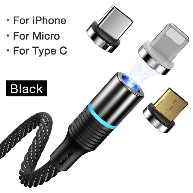 3 in 1 Black Cafele Магнитный Micro USB кабель для iPhone samsung type-c зарядный Магнитный зарядный адаптер usb type C кабели для мобильных телефонов - Цвет: 3 in 1 Black
