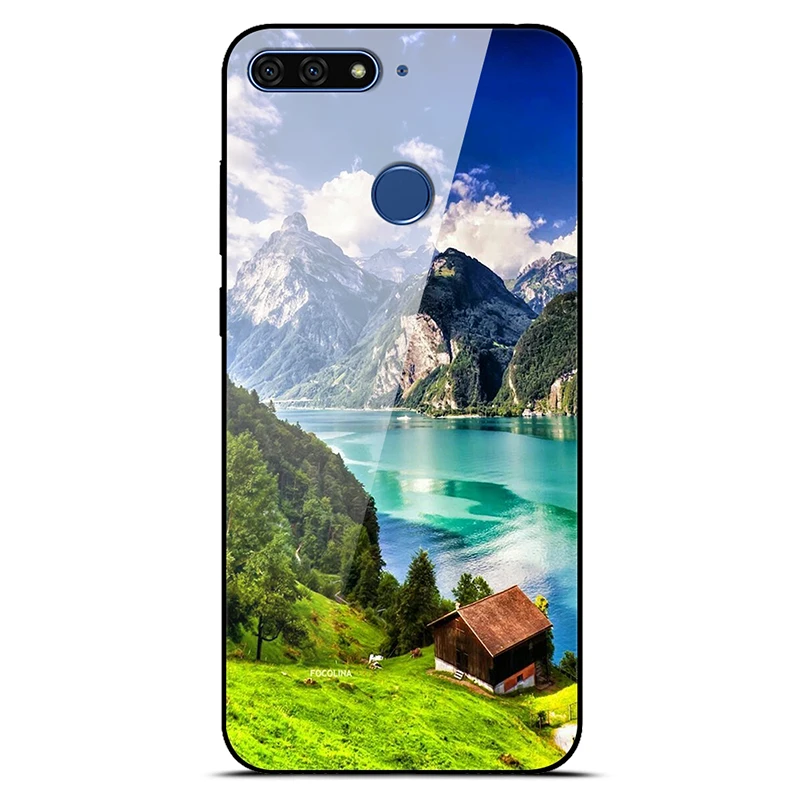Чехол E Funda для huawei Honor 7C 7A, чехол из закаленного стекла, жесткая задняя крышка для huawei Honor 7C Pro/7A Pro, чехол из мягкого ТПУ 7 C мультяшным рисунком