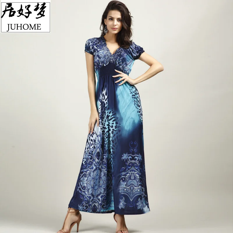 Женское длинное летнее платье туника с V образным вырезом|vestidos plus|plus size maxiplus maxi dress