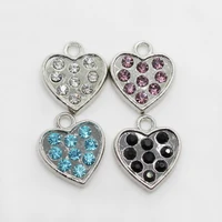 20pcslot mix silver crystal heart dangle charms lobster clasp charms diy bracelets bangles jewelry accessory floating