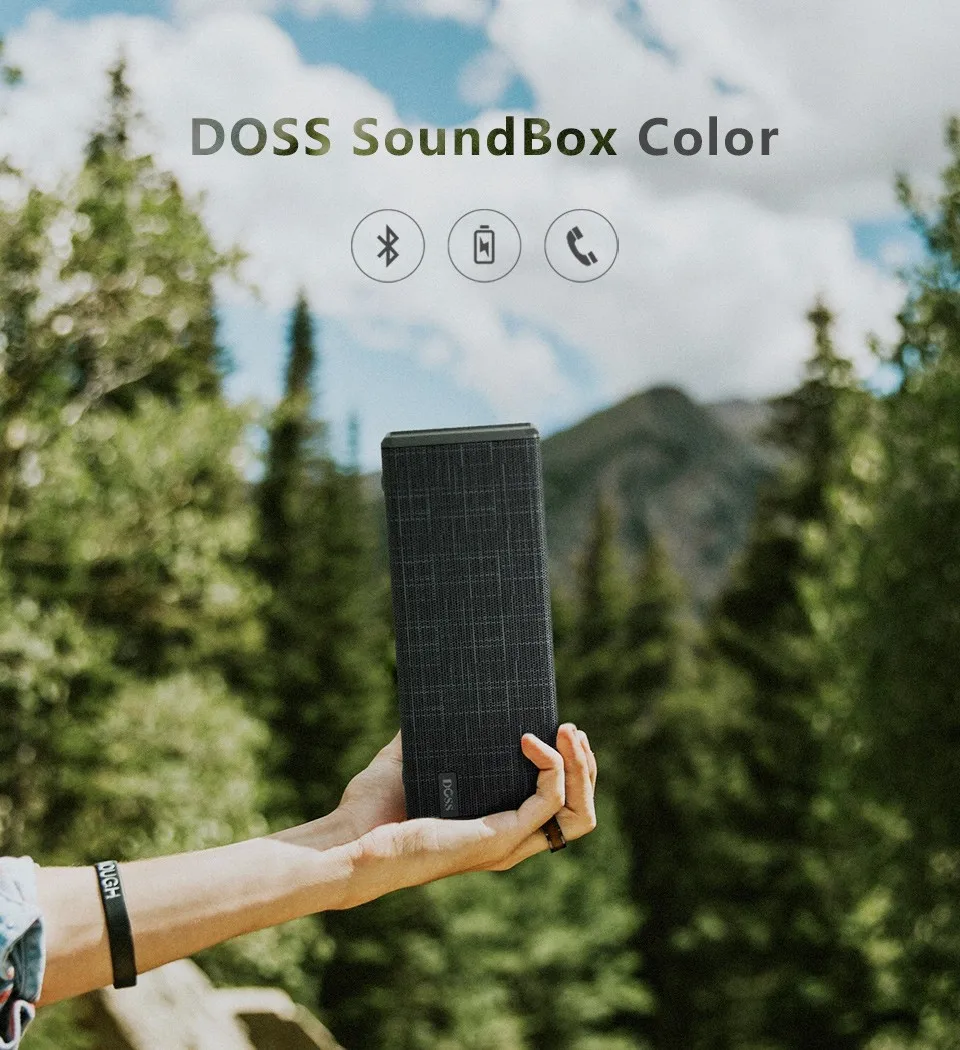 DOSS Портативный беспроводной Bluetooth динамик 12 Вт стерео с басом и встроенным микрофоном Hands free для телефон вибрационный динамик