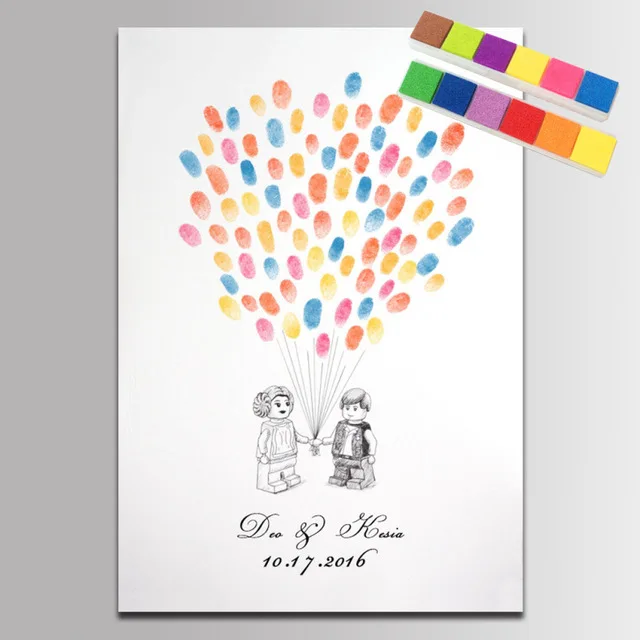 Невеста и жених свадьба Гостевая книга знак отпечатки пальца на заказ пара