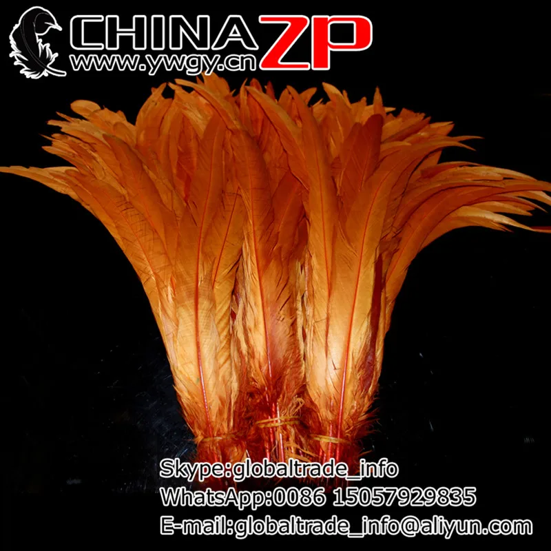 

Wholesale in CHINAZP Factory 200pieces/lot 30~35cm(12~14inch) Length Top Quality Dyed Orange Chicken Rooster Tail Feathers
