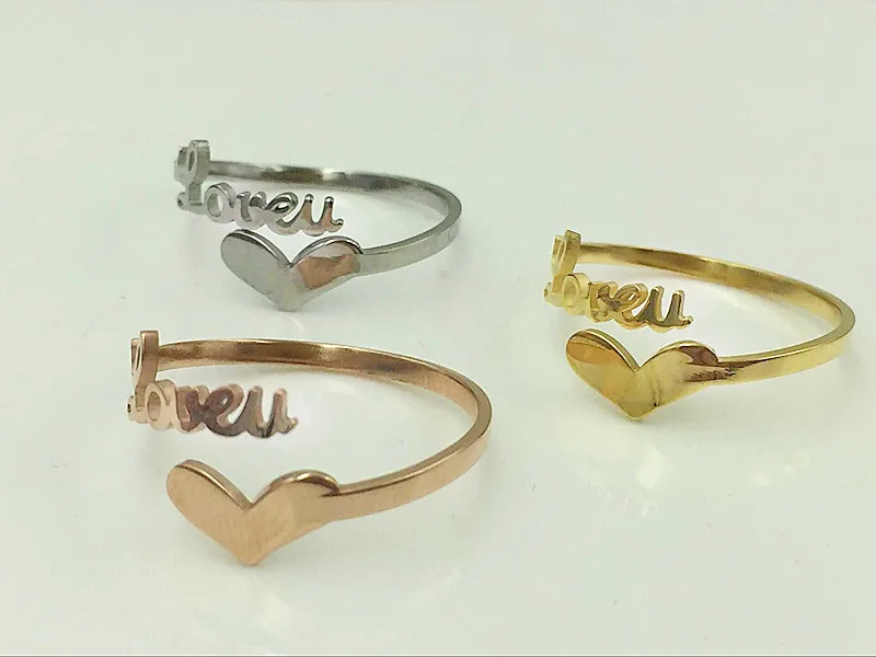 Женское кольцо из нержавеющей стали с надписью Love|open ring|fashion rings womenring women |