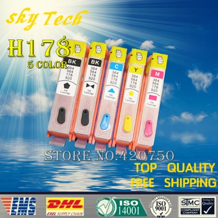 

5PK Empty Refillable Cartridge suit for HP178XL ,suit for HP 4620 3520 C5300 C5383 C5380 C6383 D5460 etc , With ARC Chips