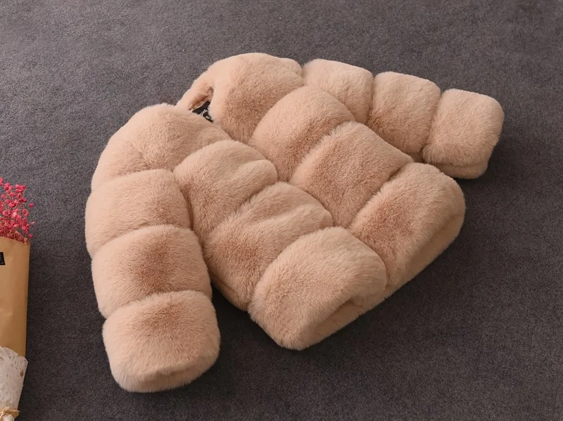 Новое пальто с мехом для девочек зимнее Модное теплое пальто Детская куртка с искусственным кроличьим мехом утепленная парка детская верхняя одежда пальто для малышей Y08
