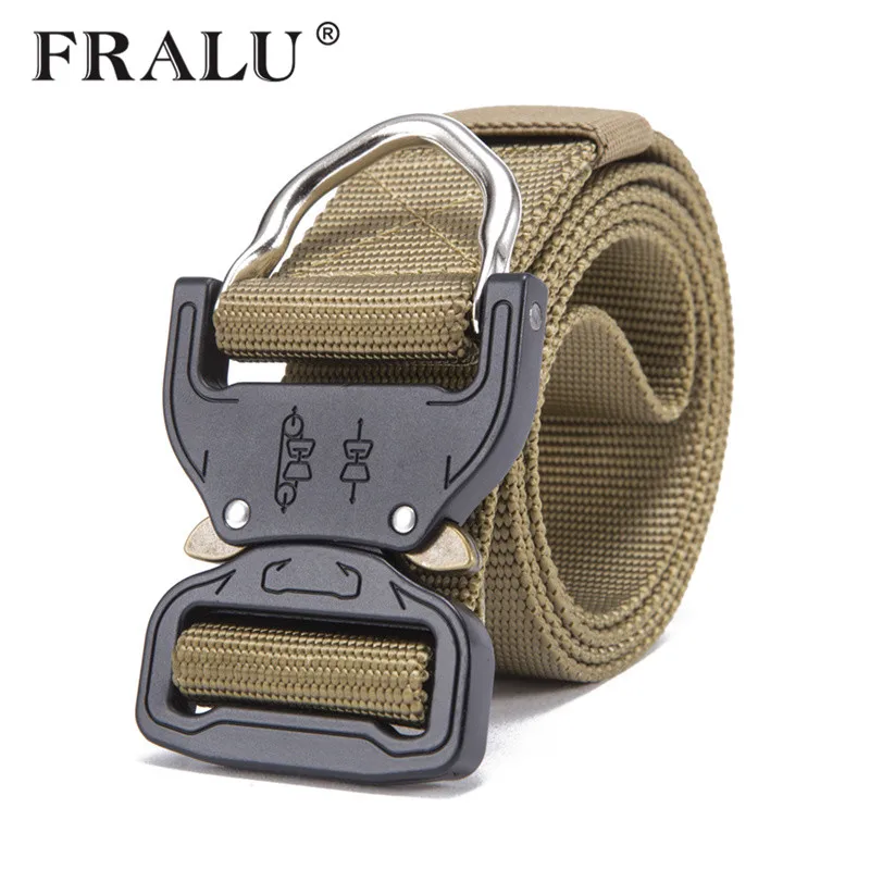 Fralu Боевая Heavy Duty сбить Тактические пояса Для мужчин США Солдат Книги о военной технике армии Ремни крепкий крюк нейлон пояс 3.8 см - Цвет: Khaki