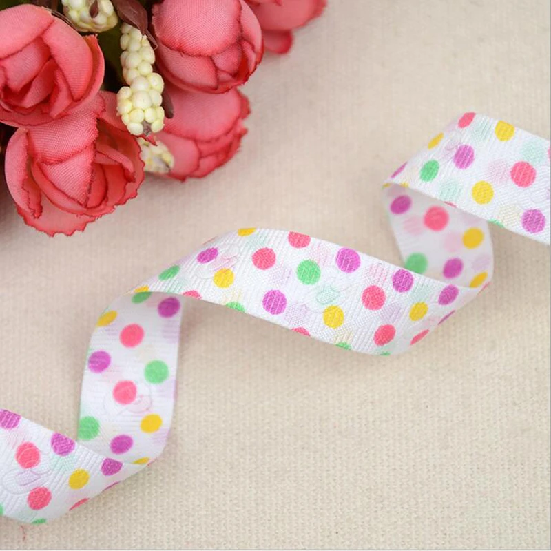 

Grosgrain Ribbon Printed Dots Colored 15mm High Quality DIY Clothing Applique Gift Wrapping Hair Accessories BBXU-144