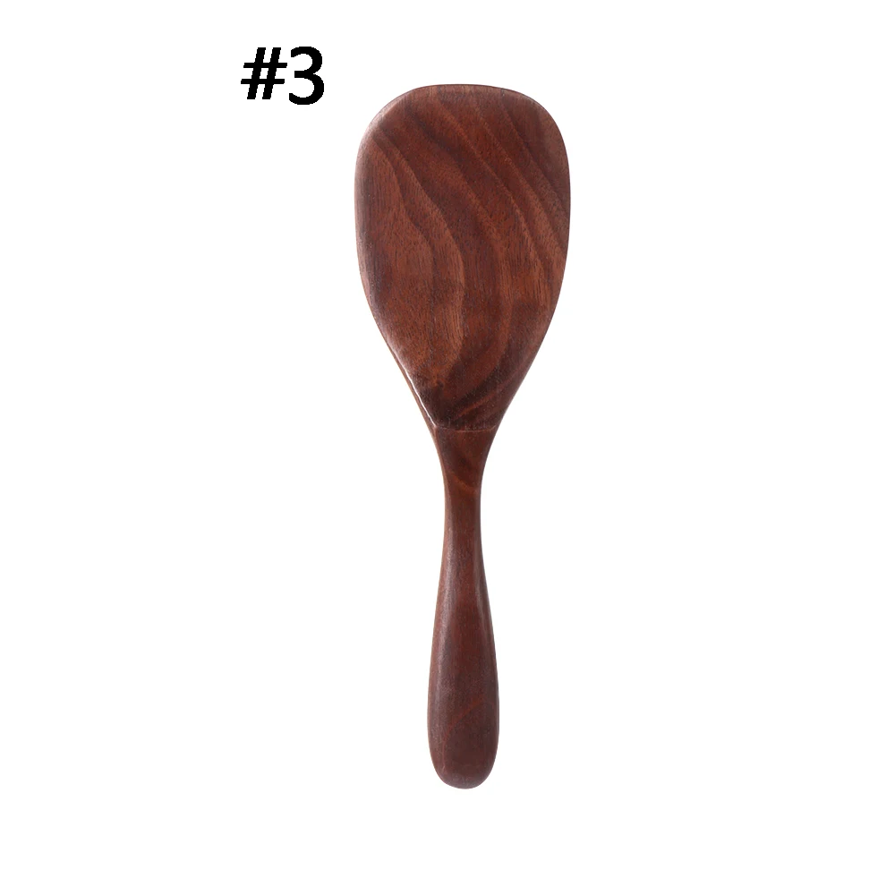 1pc Black Walnut Coffee Spoons Rice Shovel Condiment Scoop Tableware Wooden Soup Desserts Spoon Honey Tea Kitchenware - Цвет: 3