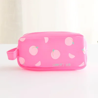 Rose-red pencil case Большая сумка, чехол-карандаш для школьницы, милые школьные канцелярские принадлежности, подарок, большая силиконовая летняя коробка с фруктами на молнии - Цвет: Rose-red pencil case