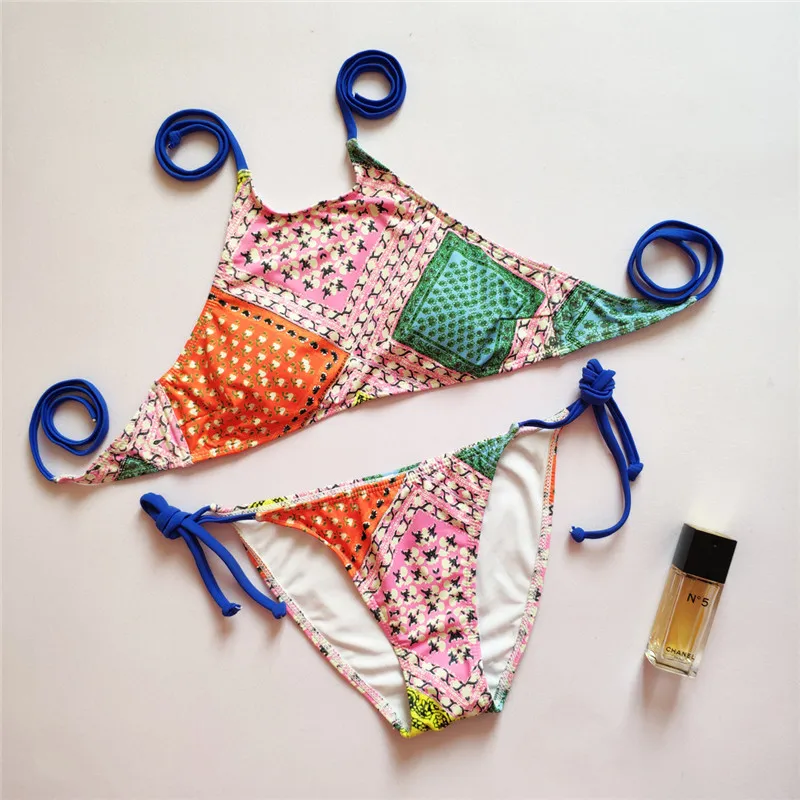 

2019 New Sexy Women Swimsuits Sport Print Integrated Chest Cushion Bikini Swimwear Brazilian Bikini Set Bathing Suits Swim Wear