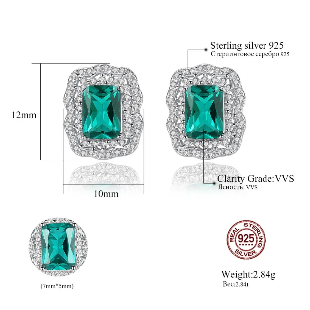 CZCITY Mystic Cutting Luxury Emerald Stud Earring For Women Shining Double Zircon Temperament Wedding Silver 925 Jewelry | Украшения и