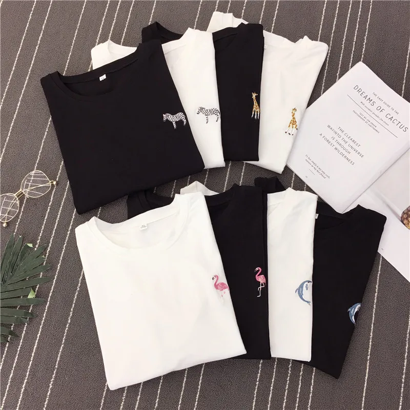 Большие размеры S-XXL Harajuku летняя футболка женская с рисунком животных фламинго