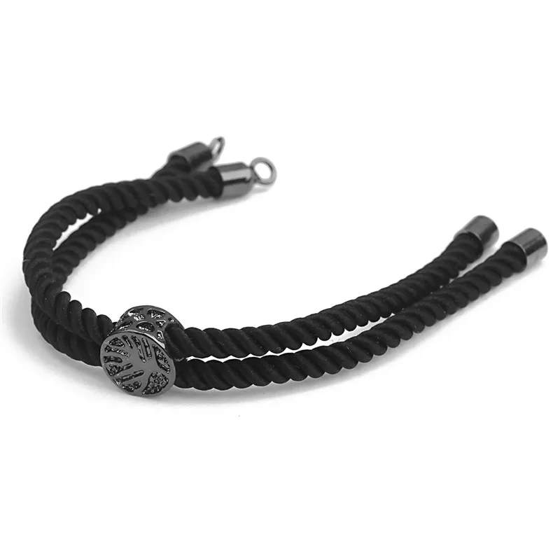 LINSOIR 2 шт./лот Регулируемые черные красные браслеты из шнура из медной проволоки с латунными подвесками для изготовления ювелирных изделий DIY.