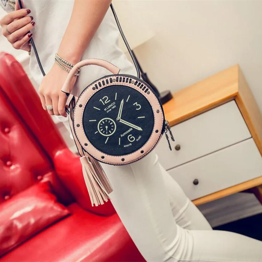 M469 модная Милая сумка с заклепками Индивидуальная на плечо будильником большой