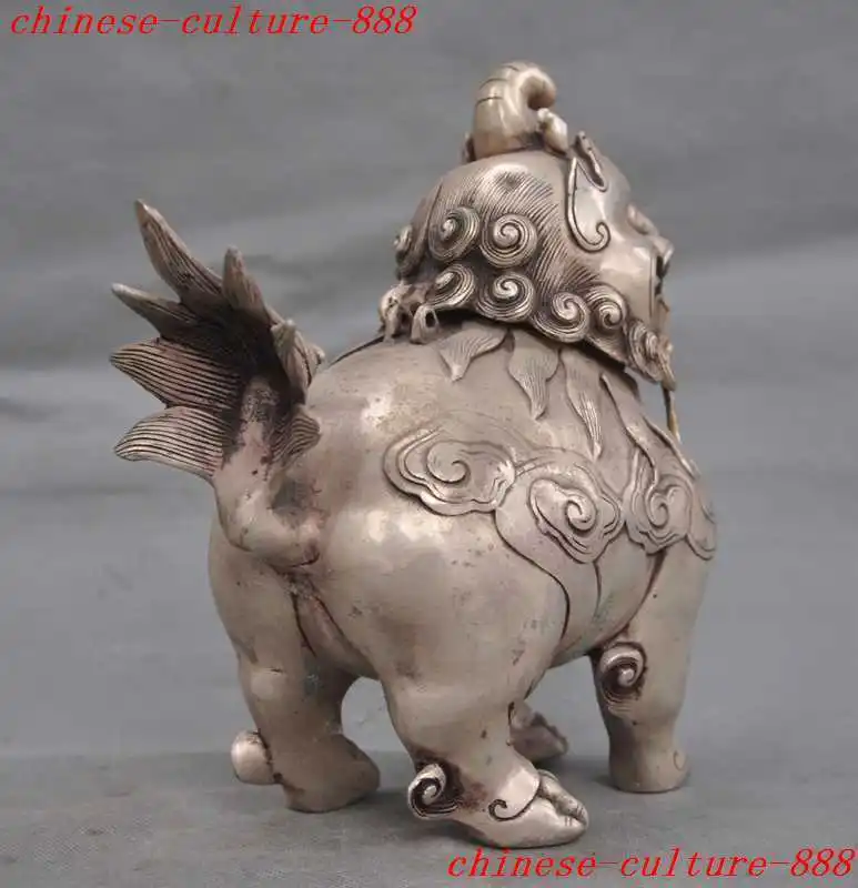 Фото Crafts statue Old Chinese fengshui silver foo dog lion beast Incense Burner Censer halloween Дом и сад Crafts statue Old Chinese fengshui silver foo dog lion beast Incense Burner Censer halloween Дом и сад