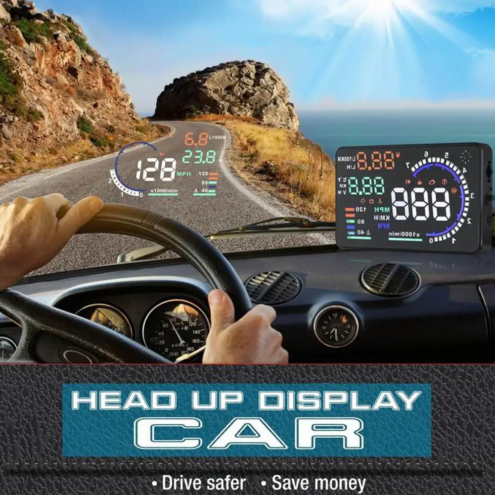 Универсальный A8 5 дюймов Автомобильный HUD Head Up Display OBDII скоростной предупреждающий