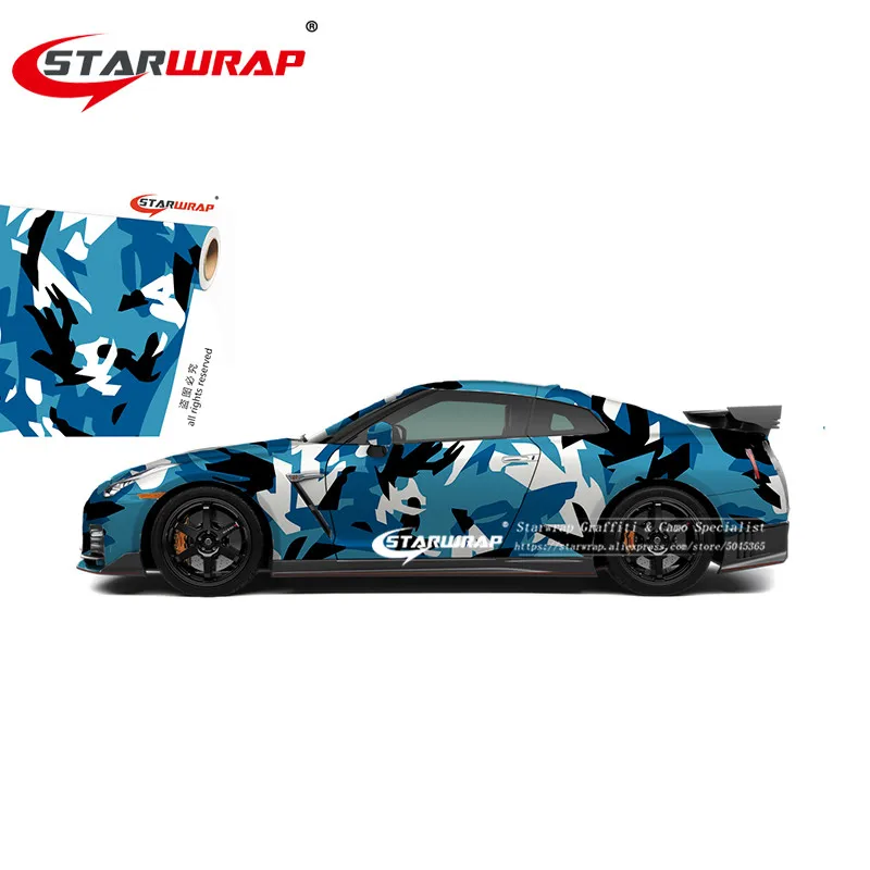 Starwrap темно синий Arctic Camo виниловая пленка для автомобиля с воздушным краем pixel snow