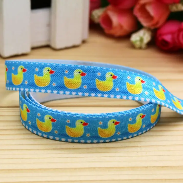 

5/8'' Free shipping Fold Elastic FOE duck printed headband headwear hairband diy decoration wholesale OEM P5799