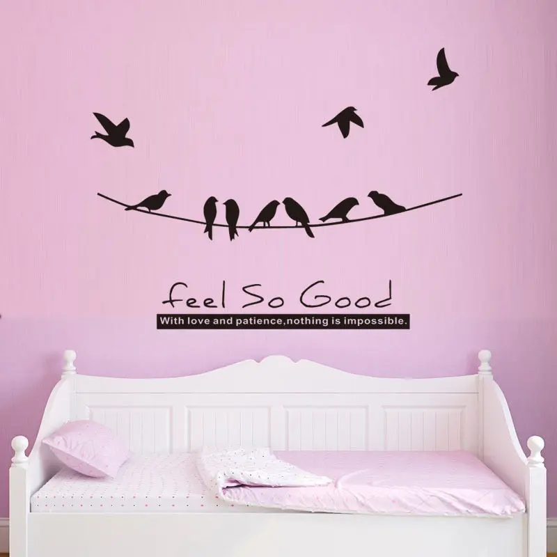 Птиц на Мощность линии стены Стикеры s для Гостиная домашний декор Съемная