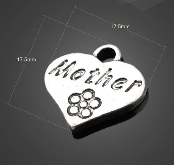 Винтажные серебряные подвески в виде сердца для браслета ювелирных изделий