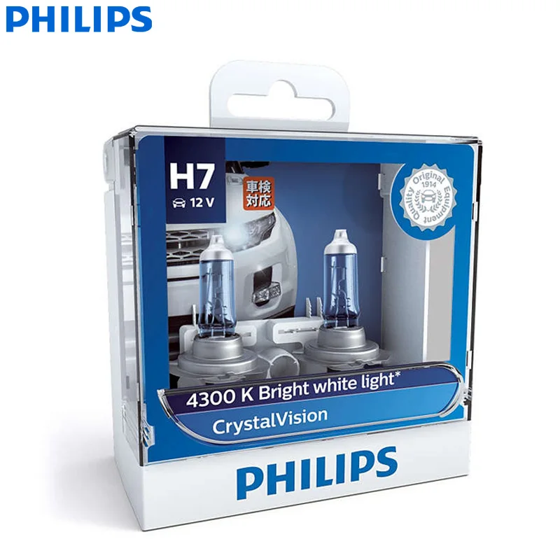 Philips Crystal Vision H7 12V 55W PX26d 12972CVSM 4300K яркая белая Автомобильная галогенная передняя фара Hi/lo Противотуманные фары(две упаковки