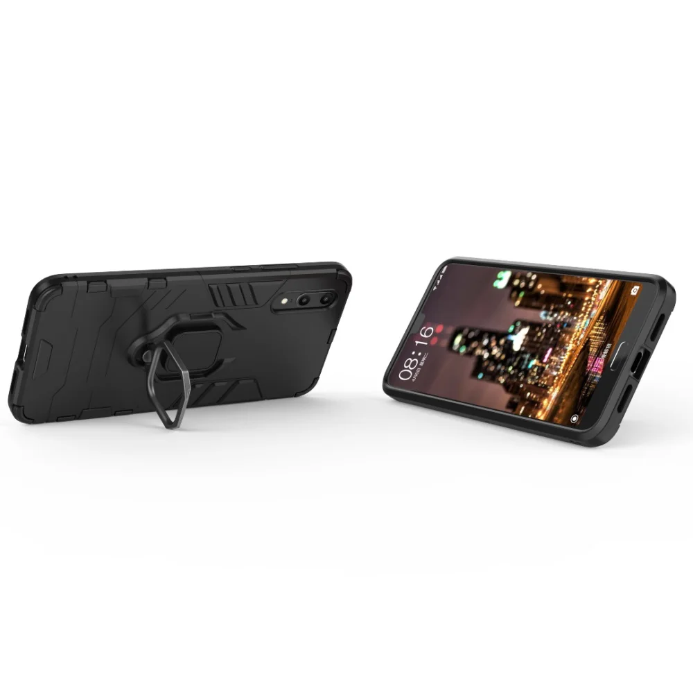 Противоударный защитный чехол для Huawei P20 P30 Lite с подставкой и кольцом-держателем