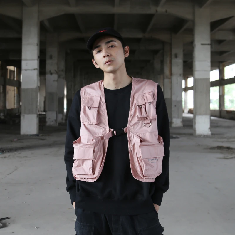 Hip Hop Loose Vest Sportswear Men Casual Cargo Waistcoat with Pockets Military Jacket Coat Streetwear Tactical Vests Sweatshirts | Мужская