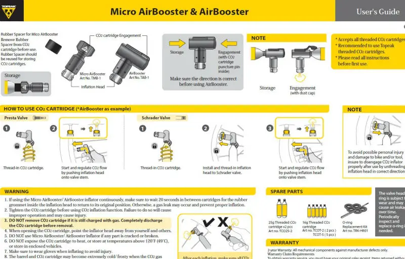 Topiak Airbooster CO2 насос для велосипедных шин