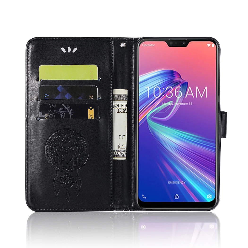 Чехол книжка с рисунком Совы Ловец снов кожаный чехол для ASUS Zenfone ZB631KL / 3 Max ZC520TL 4