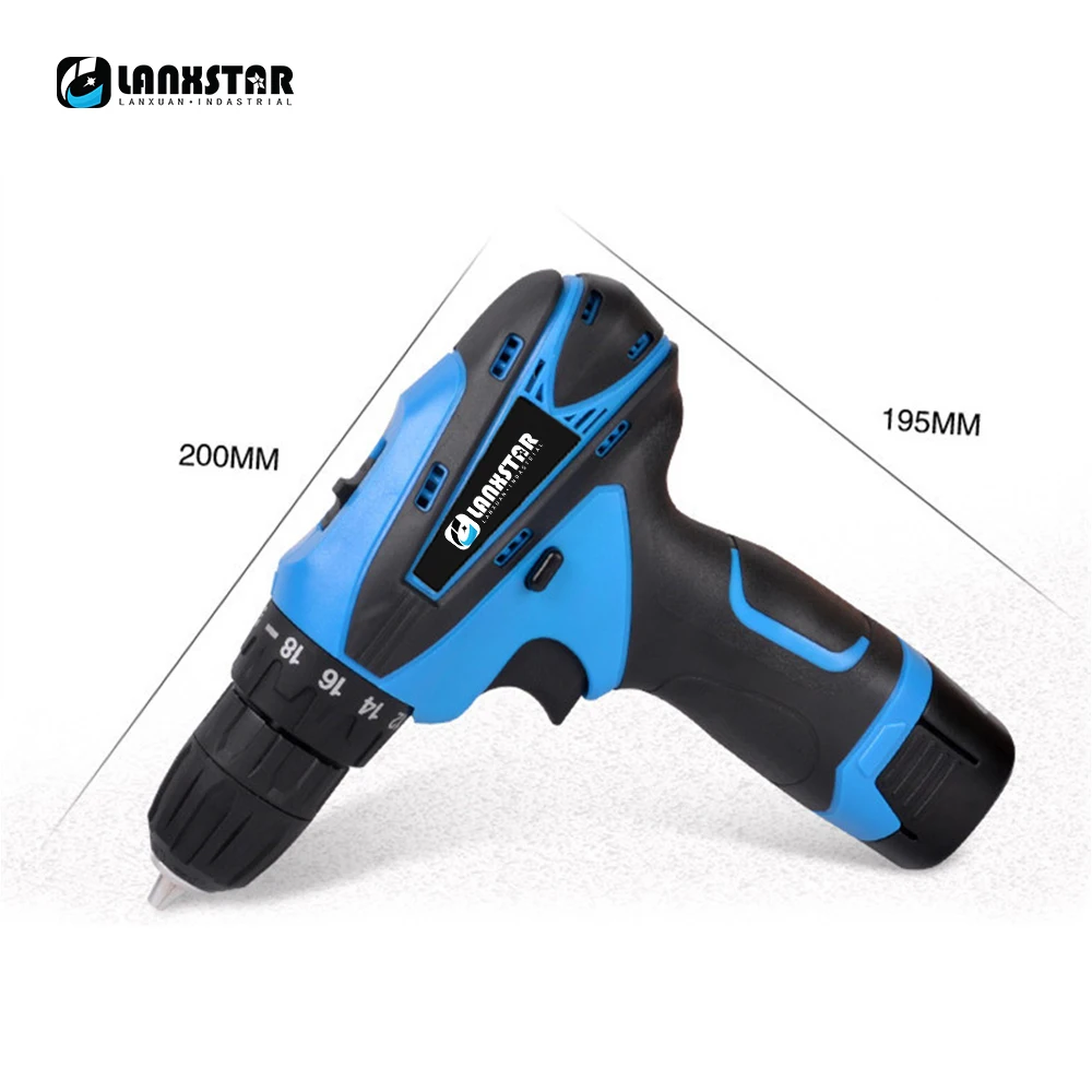 

Lanxstar 16.8vRechargeable Lithium Battery household charging drilling wood Electric Drill Cordless Screwdriver gun Power tools