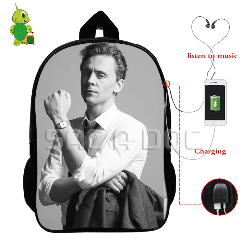 Рюкзак для ноутбука Avengerrs Tom Hiddleston многофункциональный usb разъем зарядки