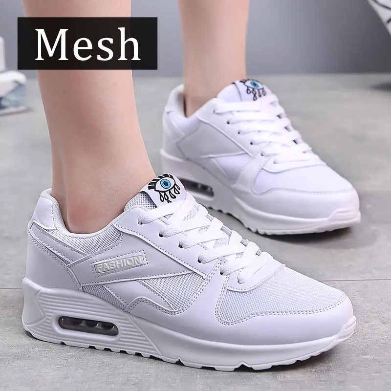 White Mesh MWY/женская повседневная обувь; вулканизированные женские модные кроссовки; Zapatillas De Mujer; дышащая обувь на шнуровке для отдыха; обувь на плоской подошве - Цвет: White Mesh